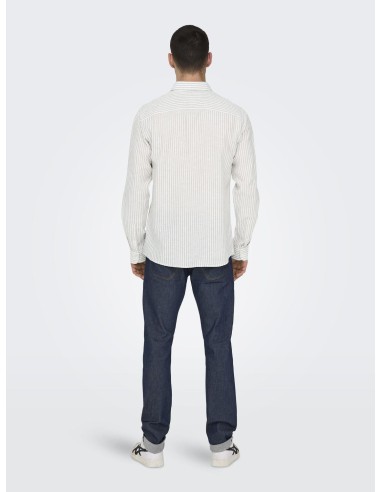 ONSCAIDEN LIFE LS STRIPE LINEN NOOS Chinchilla