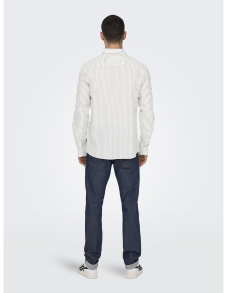 ONSCAIDEN LIFE LS STRIPE LINEN NOOS Chinchilla