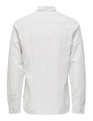 ONSCAIDEN LIFE LS STRIPE LINEN NOOS Chinchilla