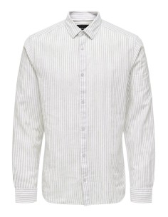 ONSCAIDEN LIFE LS STRIPE LINEN NOOS Chinchilla