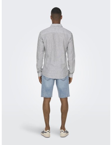 ONSCAIDEN LIFE LS STRIPE LINEN NOOS Dark Navy