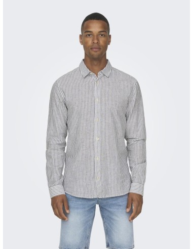 ONSCAIDEN LIFE LS STRIPE LINEN NOOS Dark Navy