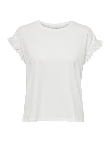 CAMISETA DETALLE RIBETE onlIRIS Cloud Dancer/Blanco