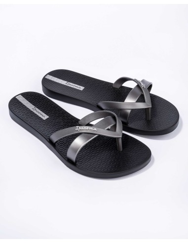 CHANCLA PLANA IPANEMA KIREI Black-Silver/Negro-Plata