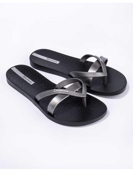 CHANCLA PLANA IPANEMA KIREI Black-Silver/Negro-Plata
