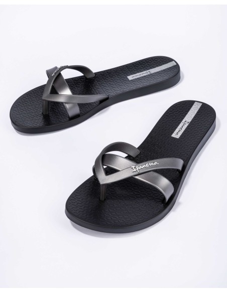 CHANCLA PLANA IPANEMA KIREI Black-Silver/Negro-Plata