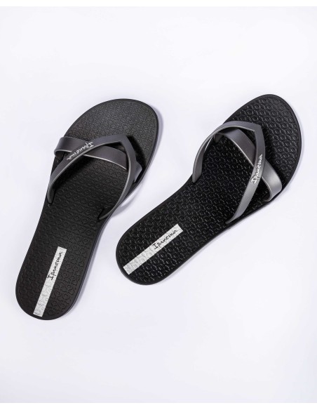 CHANCLA PLANA IPANEMA KIREI Black-Silver/Negro-Plata