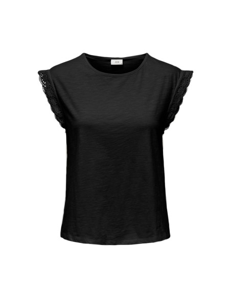 CAMISETA DETALLE CROCHET JDYSALVA Black/Negro