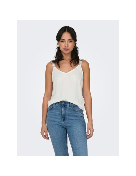 TOP LENCERO onlTILDE Cloud Dancer/Blanco