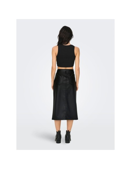 ONLKIRI HW LO SLIT FAUX LEA SKIRT CC PNT Black/Negro