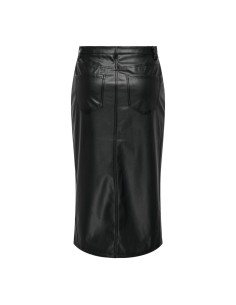 ONLKIRI HW LO SLIT FAUX LEA SKIRT CC PNT Black/Negro 2