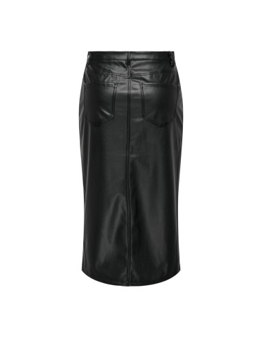 ONLKIRI HW LO SLIT FAUX LEA SKIRT CC PNT Black/Negro