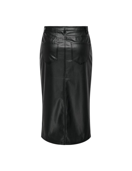 ONLKIRI HW LO SLIT FAUX LEA SKIRT CC PNT Black/Negro