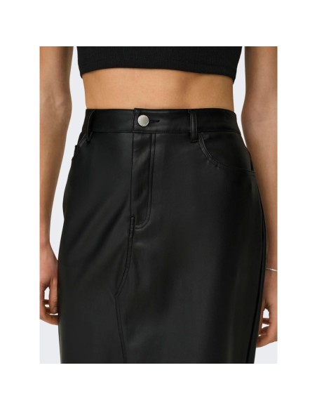 ONLKIRI HW LO SLIT FAUX LEA SKIRT CC PNT Black/Negro