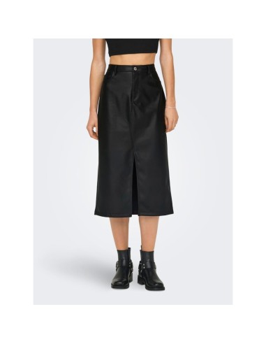 ONLKIRI HW LO SLIT FAUX LEA SKIRT CC PNT Black/Negro
