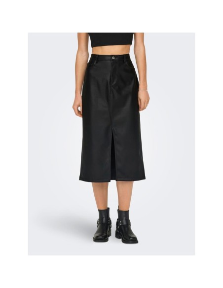 ONLKIRI HW LO SLIT FAUX LEA SKIRT CC PNT Black/Negro
