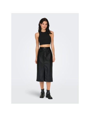 ONLKIRI HW LO SLIT FAUX LEA SKIRT CC PNT Black/Negro