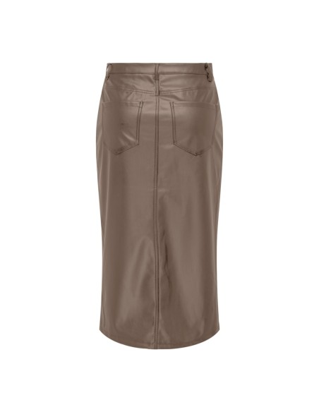 ONLKIRI HW LO SLIT FAUX LEA SKIRT CC PNT Walnut