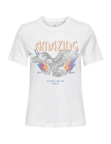 CAMISETA  ONLHENNY LIFE REG S/S TOP BOX JRS Bright White Amazing eagle