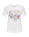 CAMISETA  ONLHENNY LIFE REG S/S TOP BOX JRS Bright White Amazing eagle