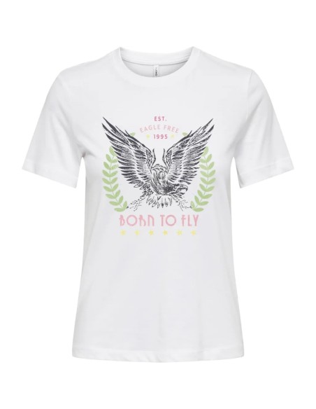 CAMISETA  ONLHENNY LIFE REG S/S TOP BOX JRS Bright White Eagle