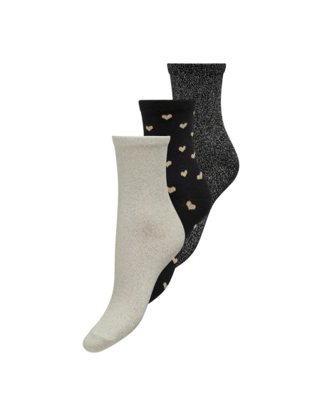 CALCETINES ONLGRACIE GLITTER SOCK 3-PACK ACC Black HEART