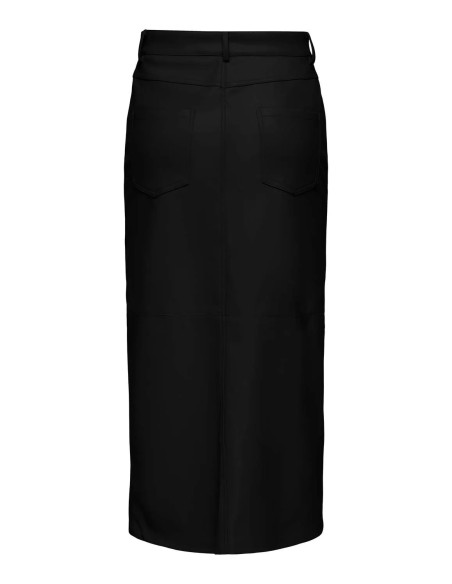 Falda ONLRIMA FAUX LEATHER LONG SKIRT OTW Black/Negro