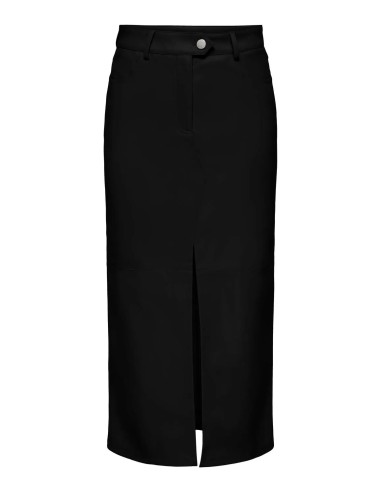 Falda ONLRIMA FAUX LEATHER LONG SKIRT OTW Black/Negro