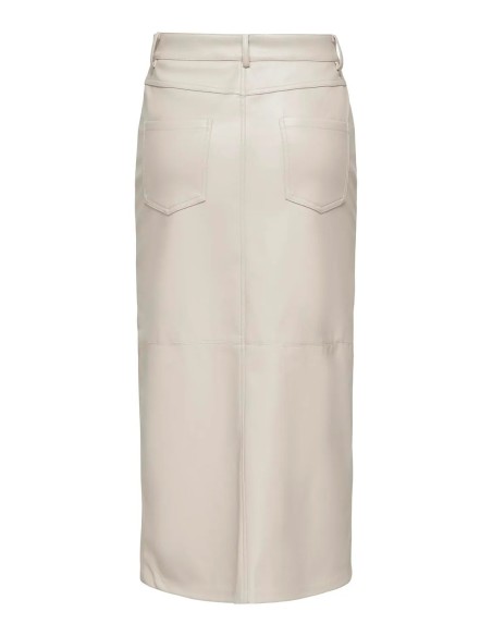 Falda ONLRIMA FAUX LEATHER LONG SKIRT OTW Pumice Stone