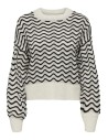 JERSEY JDYRITA L/S SHORT STRUC PULL KNT NOOS Whitecap Gray W BLACK ZIG ZAG PATTERN