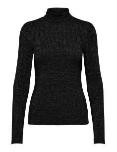 JERSEY ONLBIANCA L/S ROLL NECK TOP JRS Black Silver glitter