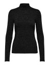 JERSEY ONLBIANCA L/S ROLL NECK TOP JRS Black Silver glitter