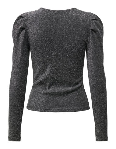 TOP MANDGAS LARGAS ONLRICH L/S GLITTER PUFF TOP JRS Black Silver glitter