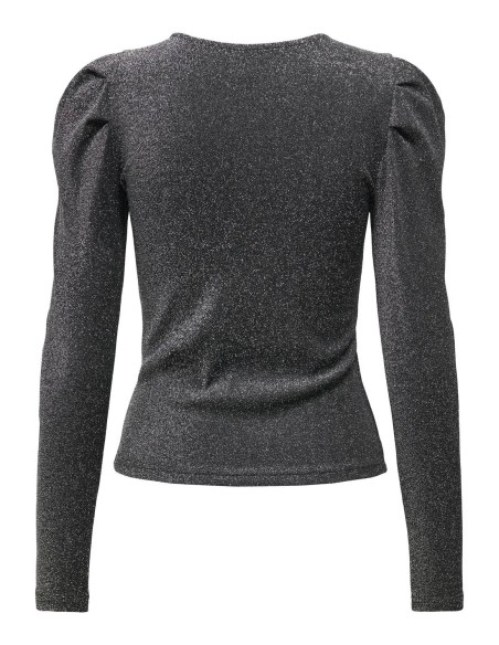 TOP MANDGAS LARGAS ONLRICH L/S GLITTER PUFF TOP JRS Black Silver glitter