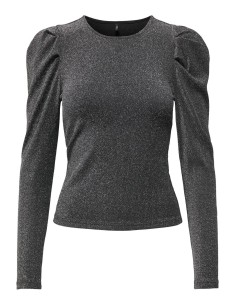 TOP MANDGAS LARGAS ONLRICH L/S GLITTER PUFF TOP JRS Black Silver glitter