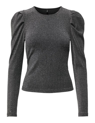 TOP MANDGAS LARGAS ONLRICH L/S GLITTER PUFF TOP JRS Black Silver glitter