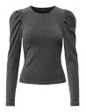 TOP MANDGAS LARGAS ONLRICH L/S GLITTER PUFF TOP JRS Black Silver glitter