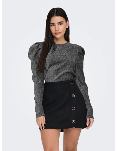 TOP MANDGAS LARGAS ONLRICH L/S GLITTER PUFF TOP JRS Black Silver glitter