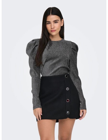 TOP MANDGAS LARGAS ONLRICH L/S GLITTER PUFF TOP JRS Black Silver glitter