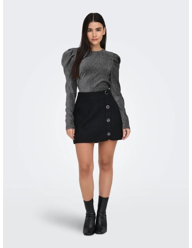 TOP MANDGAS LARGAS ONLRICH L/S GLITTER PUFF TOP JRS Black Silver glitter