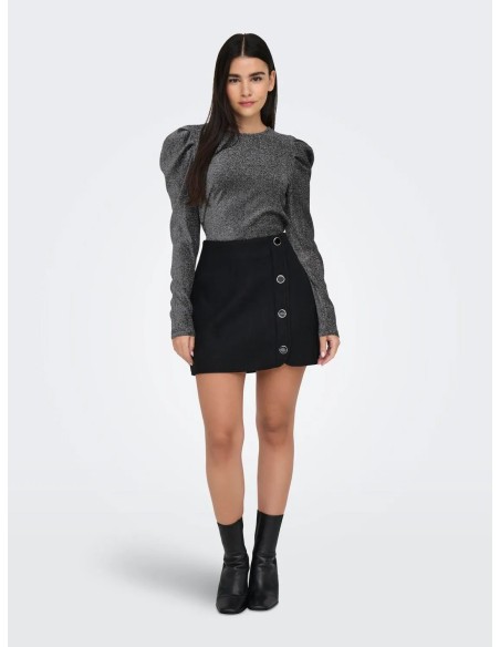 TOP MANDGAS LARGAS ONLRICH L/S GLITTER PUFF TOP JRS Black Silver glitter