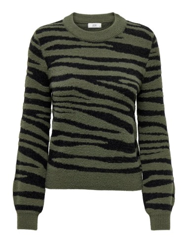 JERSEY JDYLORRAINE ANIMAL L/S PULLOVER KNT NOOS Kalamata BLACK ZEBRA STRIPES