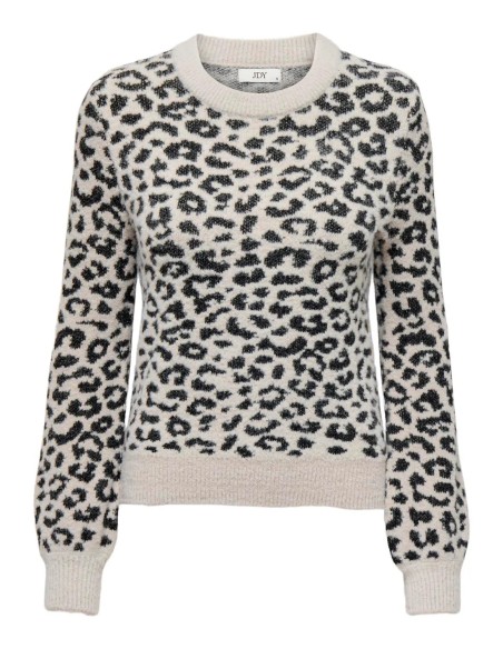 JERSEY JDYLORRAINE ANIMAL L/S PULLOVER KNT NOOS Cement BLACK LEOPARD SPOTS