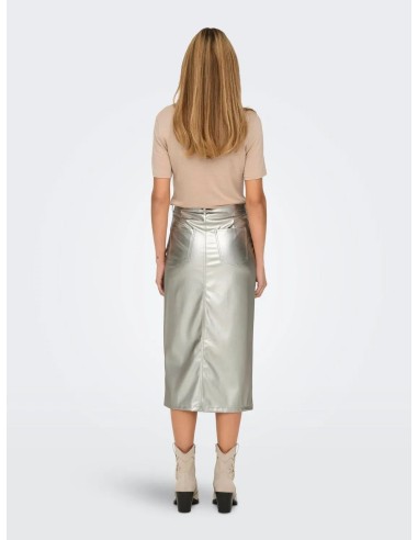 FALDA ONLLOLA-ELYNA HW METAL LONG SKIRT PNT  Silver