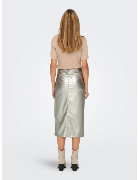 FALDA ONLLOLA-ELYNA HW METAL LONG SKIRT PNT  Silver