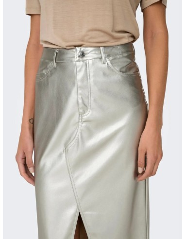 FALDA ONLLOLA-ELYNA HW METAL LONG SKIRT PNT  Silver