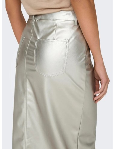 FALDA ONLLOLA-ELYNA HW METAL LONG SKIRT PNT  Silver