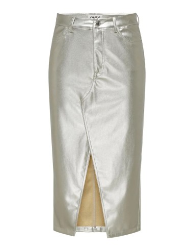 FALDA ONLLOLA-ELYNA HW METAL LONG SKIRT PNT  Silver