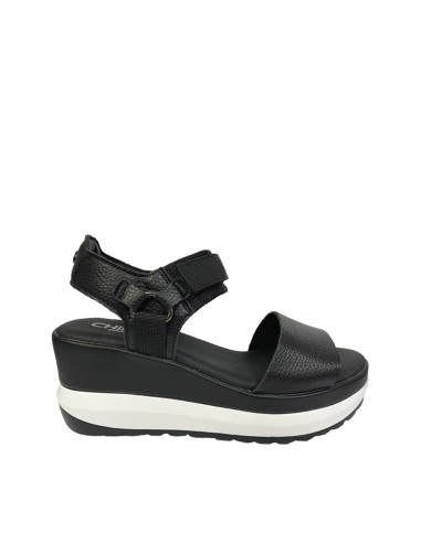 Sandalias Piel Vegana de Mujer Chika10 Cuña baja ROCO 08 Negro/Black