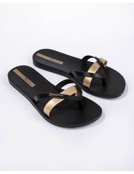 CHANCLA PLANA IPANEMA KIREI Black-Gold/Negro-Oro